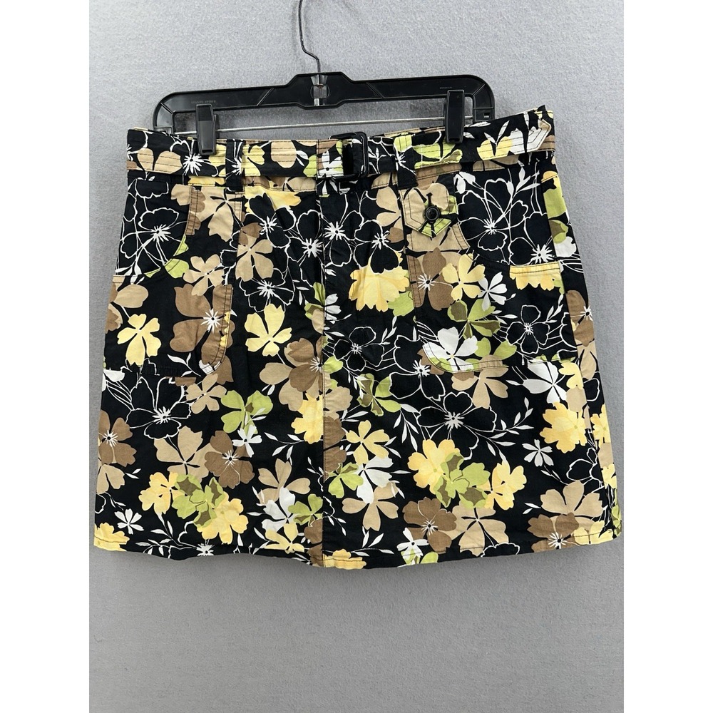 White Stag Women's Size 12 Skort Floral Belt Pockets Stretch Skirt Casual Summer